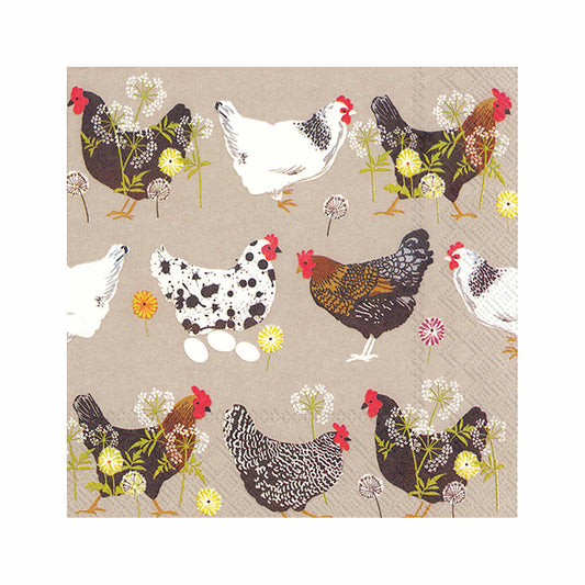 Boston International Spatter Hens Paper Cocktail Napkins