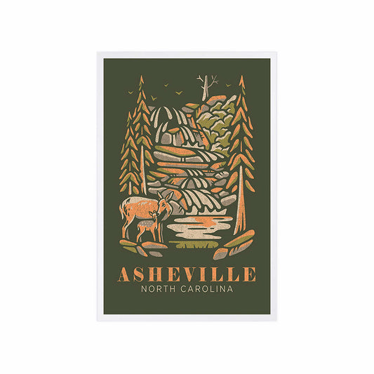 Asheville Distressed Vector Postcard
