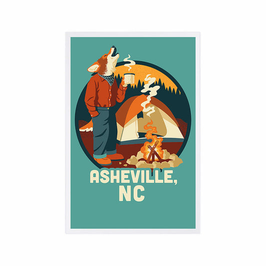 Asheville Camping Coyote Postcard