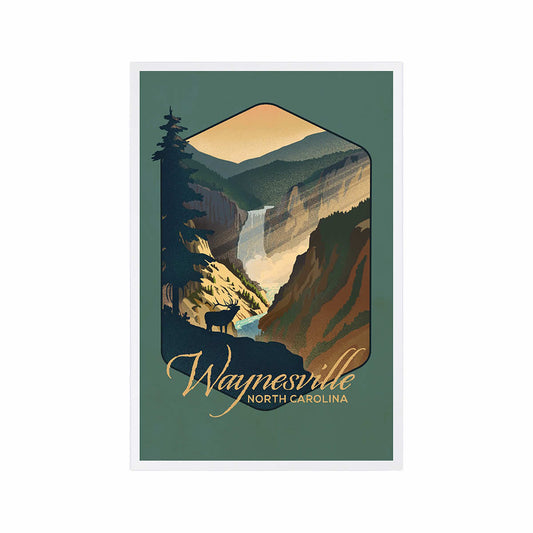 Lantern Press Waynesville Elk & Falls Lithograph Postcard