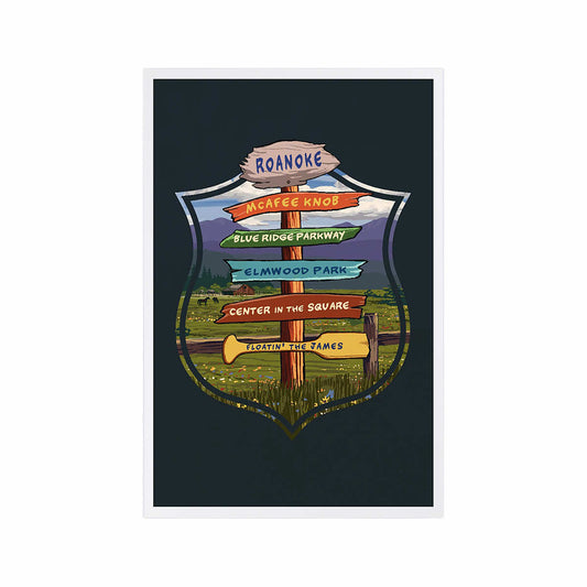 Lantern Press Roanoke Destination Contour Signpost Postcard