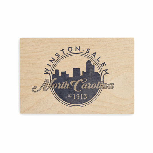 Lantern Press Winston-Salem Skyline Seal Wooden Postcard