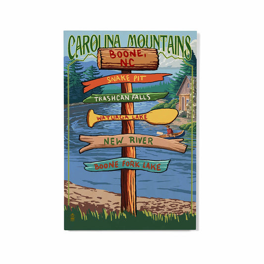 Lantern Press Boone Destinations Signpost Wooden Magnet
