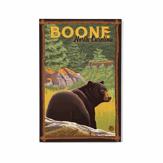 Lantern Press Boone Black Bear In Forest Wooden Magnet