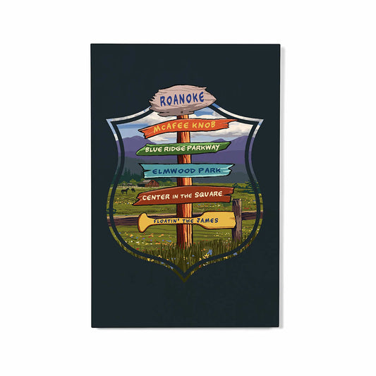 Lantern Press Roanoke Destination Contour Signpost Wooden Magnet
