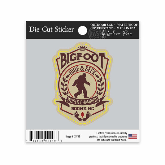 Lantern Press Boone Bigfoot Hide & Seek World Champion Vinyl Sticker