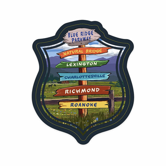 Lantern Press Blue Ridge Parkway Virginia Destinations Signpost Small Sticker