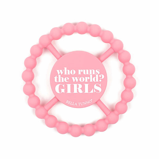 Bella Tunno Girls Run The World Happy Teether Baby Toy Pink