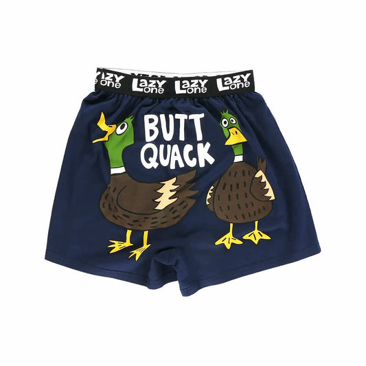 LazyOne Men's Butt Quack Boxers Dark Blue
