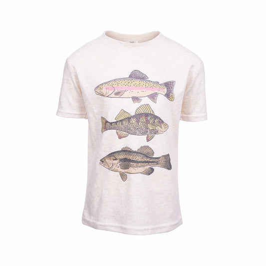 Barefoot Baby Kids' Three Fish Summer Short Sleeve T-Shirt Soft Beige