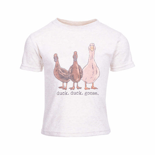 Barefoot Baby Toddler Duck Duck Goose Short Sleeve T-Shirt Soft Beige