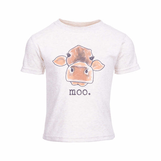 Barefoot Baby Toddler Moo Short Sleeve T-Shirt Soft Beige