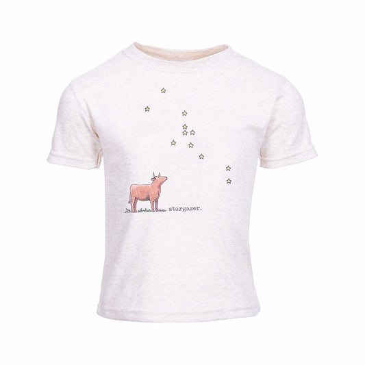Barefoot Baby Toddler Stargazer Cow Short Sleeve T-Shirt Soft Beige