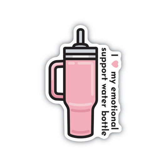 I Love My Emotional Support Pink Water Bottle Sticker