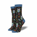 Women's Cute Hoot Bamboo Socks Charcoal Heather