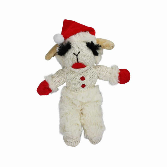 Holiday Santa Hat Lamb Chop Dog Toy - Small