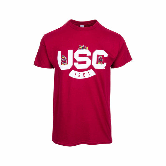 Eat More Tees University of South Carolina Cockies Logo Short Sleeve T-Shirt Garnet