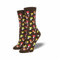 Women's Colorful Caps Bamboo Socks Brown Heather