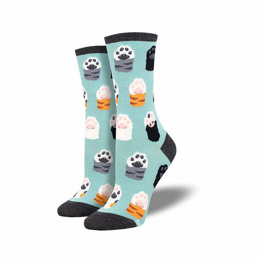 Women's Toe Bean Cotton Crew Socks Blue