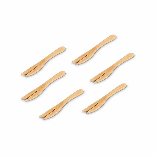 Harold Import Mini Bamboo Serving Forks - Set of 6
