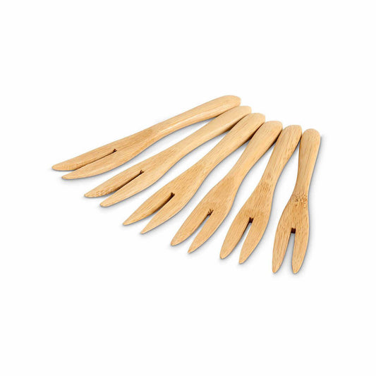 Harold Import Mini Bamboo Serving Forks - Set of 6