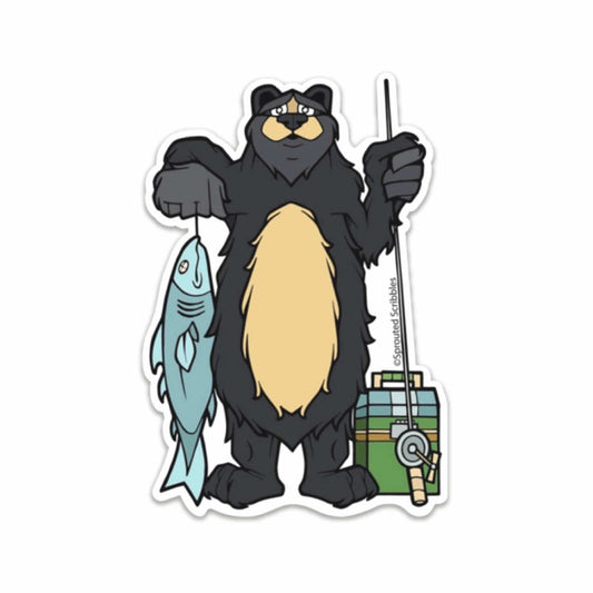 Fishing Bear Sticker