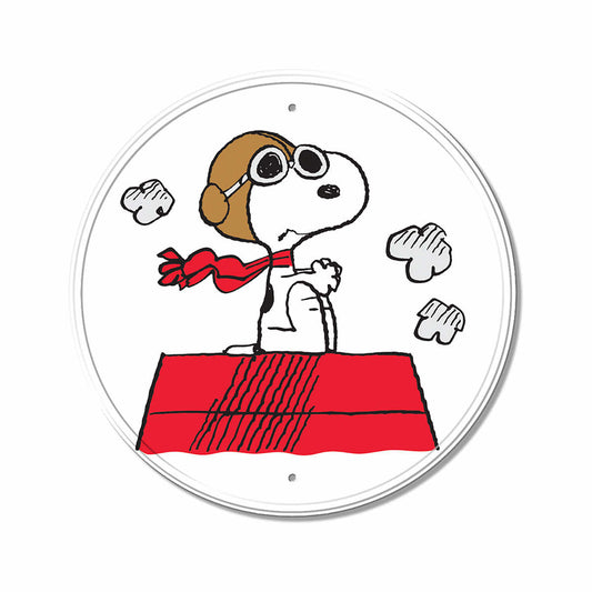 Flying Ace Snoopy Round Tin Sign