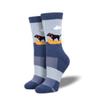 Boat Dog Compass Wool Socks Blue