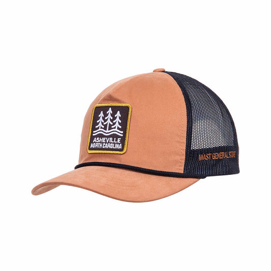 Mast General Store Asheville Trees Rope Trucker Hat Toast Blk