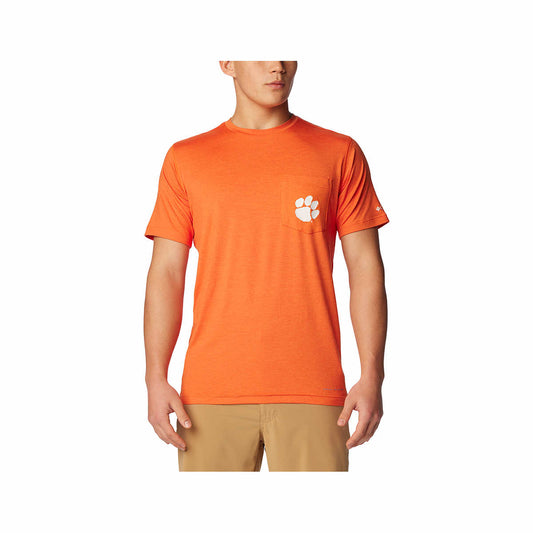 Men's Clemson University Tech Trail Short Sleeve Pocket T-Shirt Spark Orange
