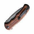 Mini Praxis Flipper Knife - Damascus Steel Wood