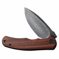 Mini Praxis Flipper Knife - Damascus Steel Wood