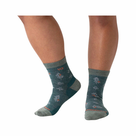 Wide Open Women's Foliage Lightweight Micro Crew Socks Teal
