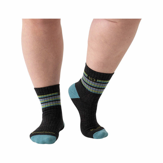 Wide Open Women's Multi Stripe Cushioned Micro Crew Socks Charcoal