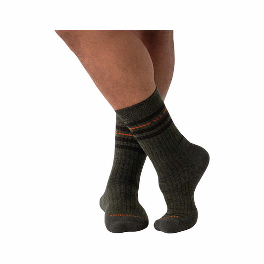 Wide Open Men's Vintage Stripe Cushioned Crew Socks Forest