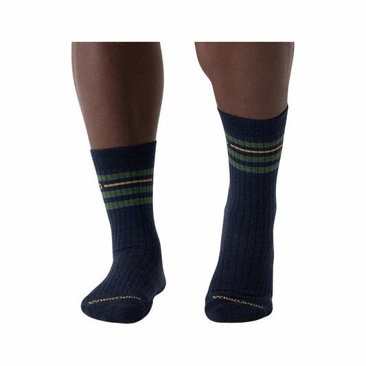 Wide Open Men's Vintage Stripe Cushioned Crew Socks Denim