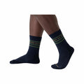 Wide Open Men's Vintage Stripe Cushioned Crew Socks Denim