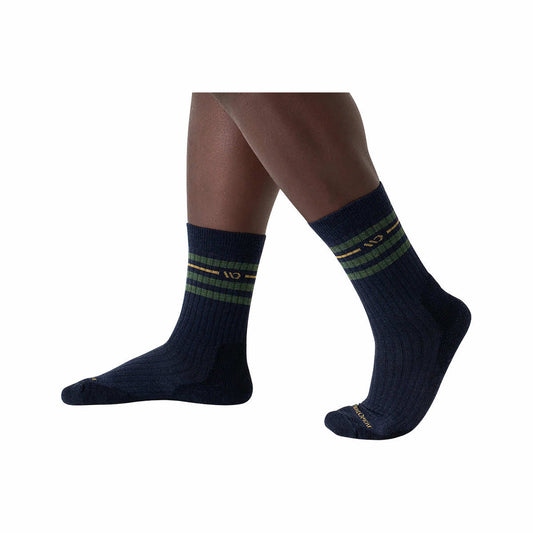 Wide Open Men's Vintage Stripe Cushioned Crew Socks Denim