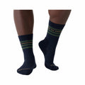Wide Open Men's Vintage Stripe Cushioned Crew Socks Denim