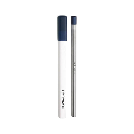 LifeStraw Sip Reusable Stainless Steel Water Filter Straw Midnight Blue