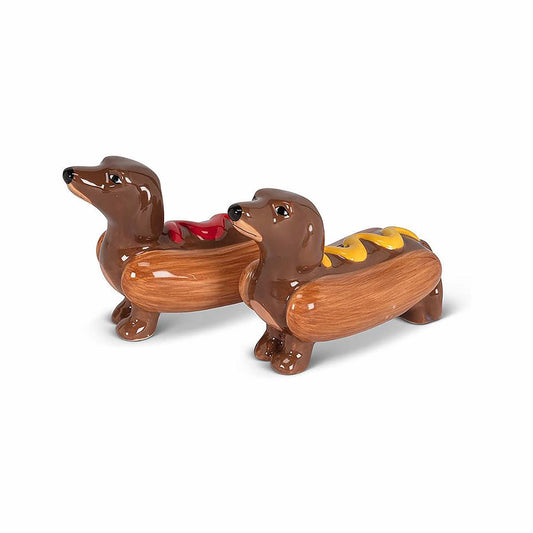 Abbott Dachshunds in Hot Dog Buns Salt & Pepper Shakers Set
