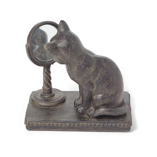 Abbott Cat Gazing in Mirror Figurine