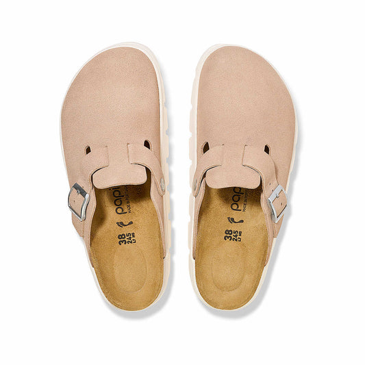 Color swatch for Birkenstock Women's Boston Chunky Suede Clogs in Warm Sand