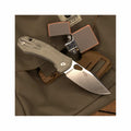GiantMouse ACE Atelier Knife - Green Canvas Micarta Grn Micarta