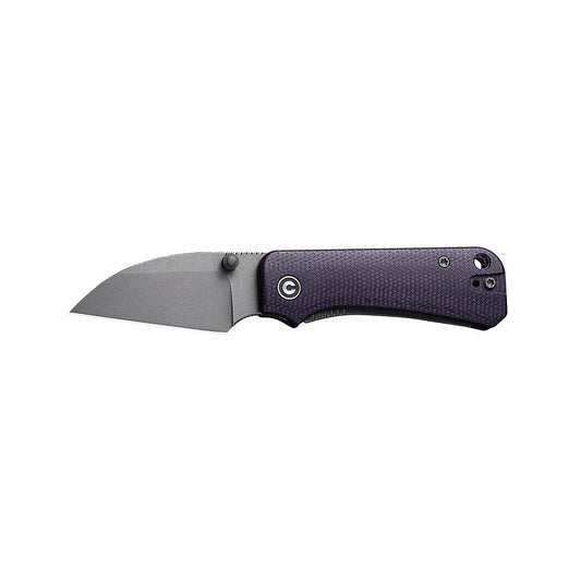 Baby Banter Thumb Stud Wharncliffe Knife Purple Micarta