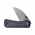 Baby Banter Thumb Stud Wharncliffe Knife Purple Micarta