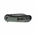 Elementum Flipper Damascus Steel Knife Green Micarta
