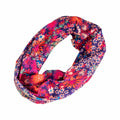Full Boho Bandeau Headband - Dark Red Pink Floral