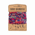 Full Boho Bandeau Headband - Dark Red Pink Floral