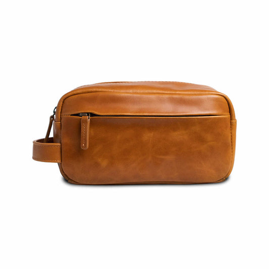 Andar Oxford Leather Dopp Kit Camel Tan